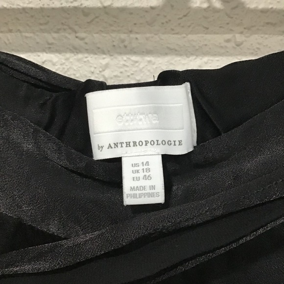 Ett:twa by Anthropologie Black Satin Tie-Waist Pants Women's 14 High Waist Crop - Picture 6 of 9